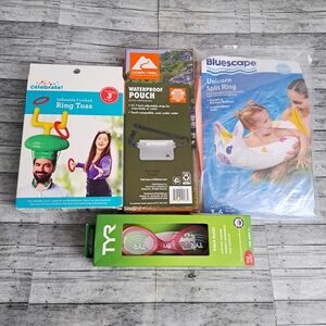 Lot of 4 Kid's TYR Swim Goggles with Pink and Green Accents